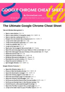 Google chrome cheat sheet cover