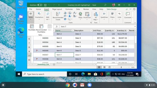 Excel on paralles chromeos